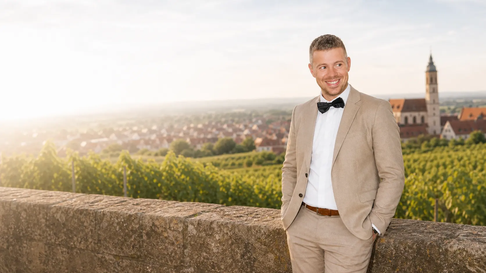 Kevin Schweißguth vor Pfalz-Landschaft als Finanzberater aus Mutterstadt