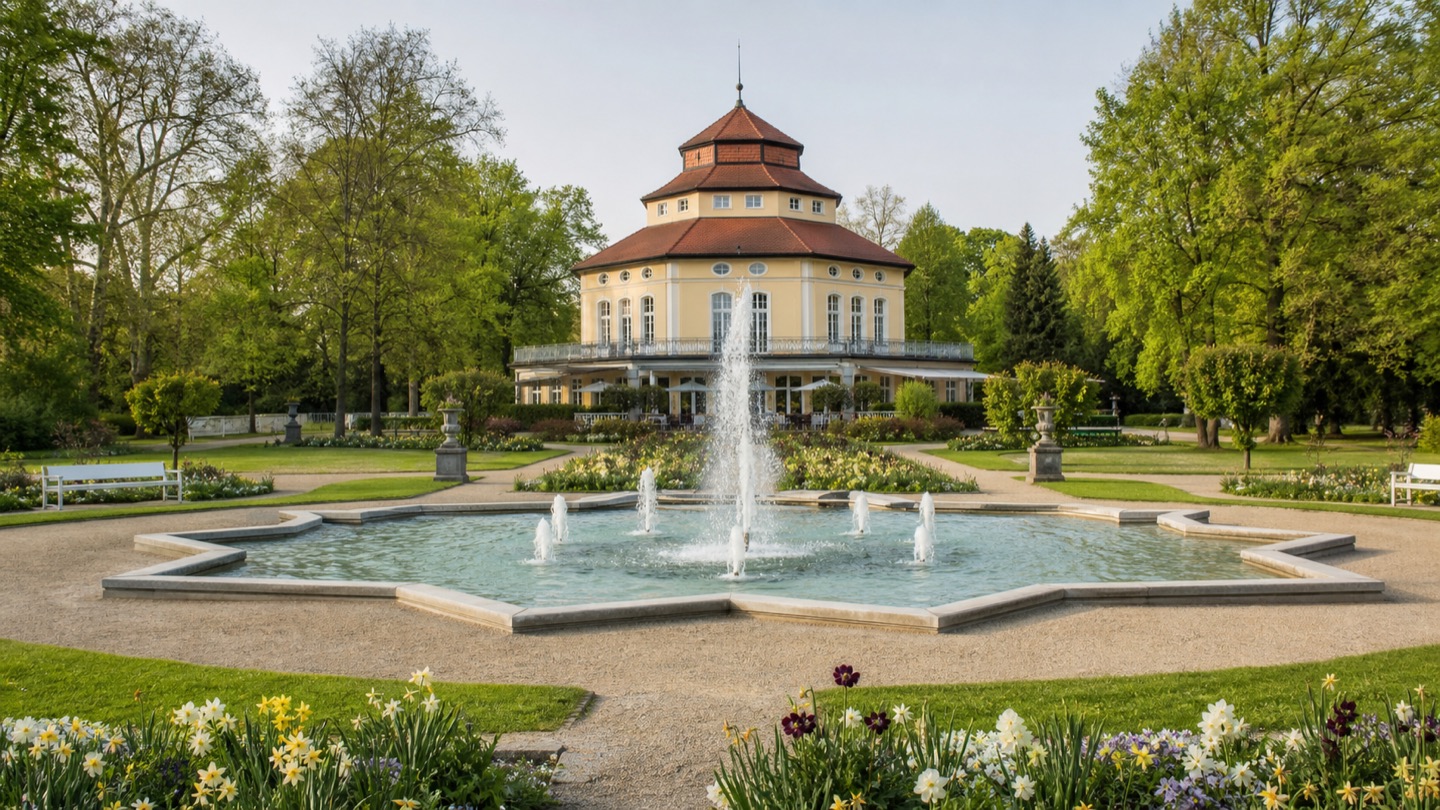 Realistisch gestaltetes Stadtmotiv, inspiriert vom Ebertpark in Ludwigshafen